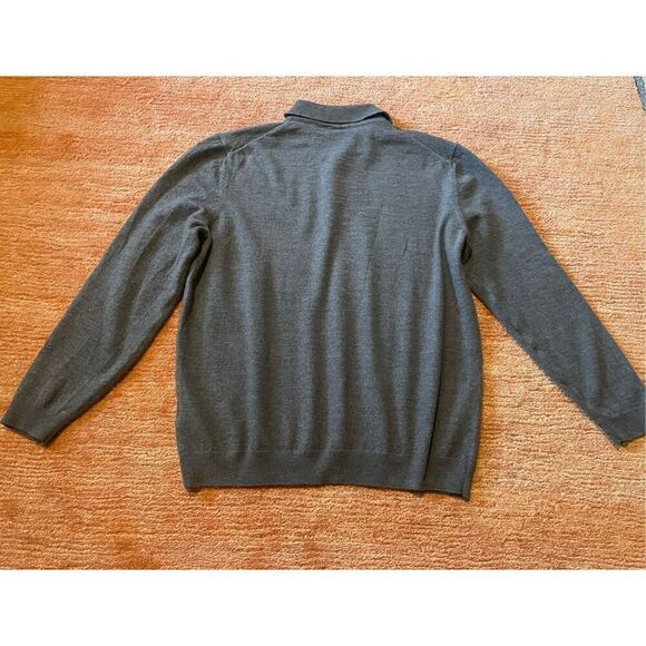 BOSS Hugo Boss 100% Wool Polo Sweater Gray Size L Fits Like L - Picture 8 of 8